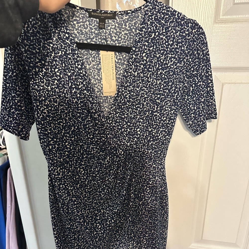 Banana Republic navy blue speckled dress
